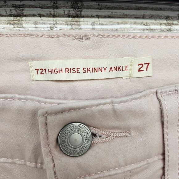 Levis 721 High Rise Skinny Ankle Jean Premium Leather Tag Pink Women Size 27 - Picture 3 of 10
